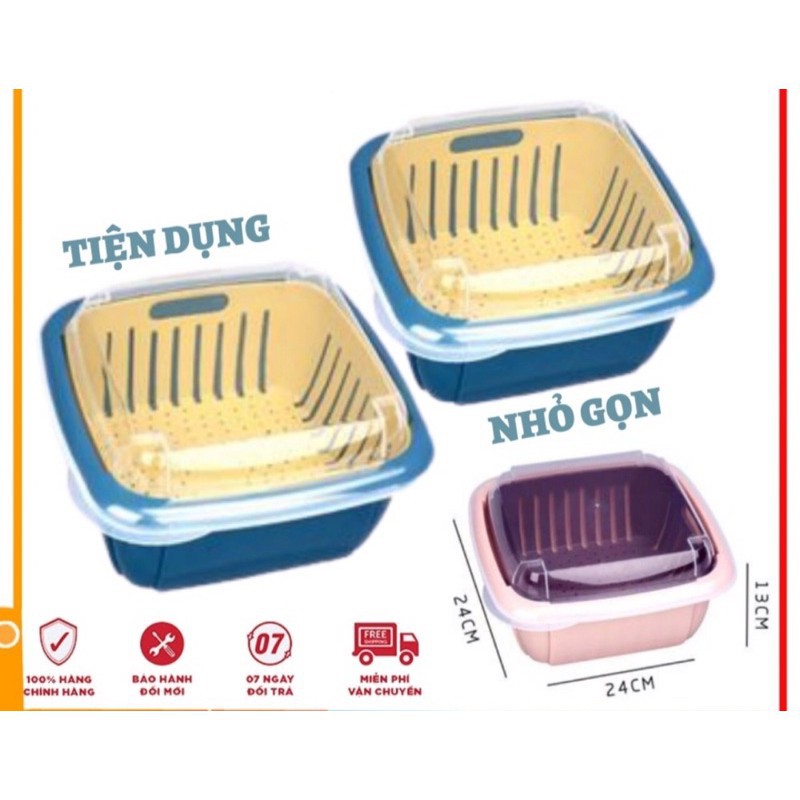 Bộ Rổ nhựa kèm chậu 3 trong 1 có nắm đậy