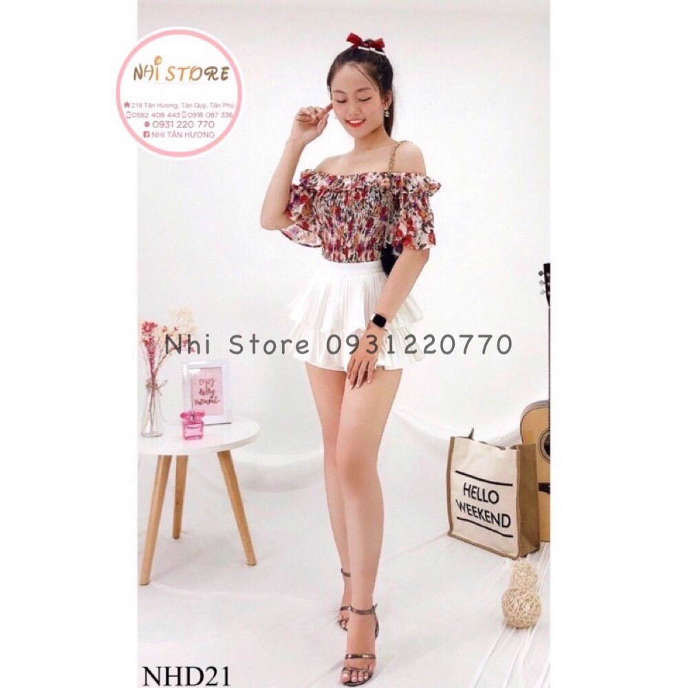 [FREESHIP 50K] ÁO CROPTOP NHISTORE BẸT VAI BÈO HOA VĂN ĐA DẠNG 45 - 55KG
