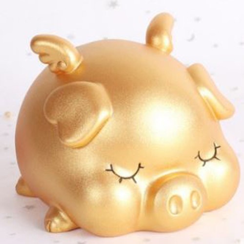Heo đất tiết kiệm tiền cho bé , lợn đất thiên thần siêu đẹp , ống heo thạch cao vàng gold sang chảnh