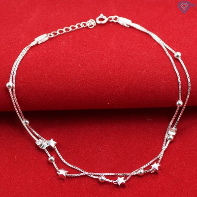Lắc chân bạc nữ đẹp giá rẻ dây kép hình ngôi sao LCN0023 Trang Sức TNJ