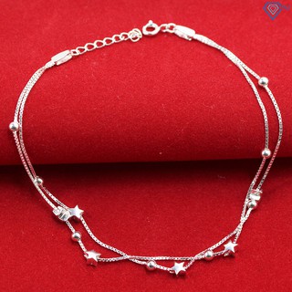 Lắc chân bạc nữ đẹp giá rẻ dây kép hình ngôi sao LCN0023 Trang Sức TNJ