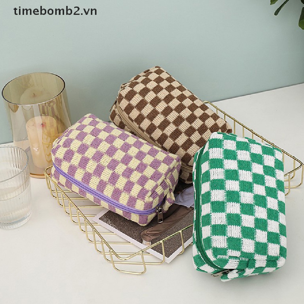 {New Fashion} Ins Túi Đựng Bút Chì Dệt Kim Sức Chứa Lớn Có Khóa Kéo