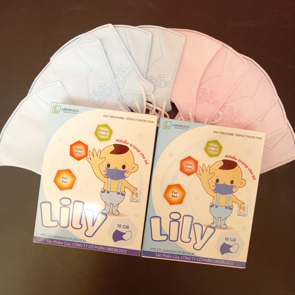 Khẩu trang y tế Lily cho bé hộp 10 cái như hình kháng khuẩn KT03 | BigBuy360 - bigbuy360.vn