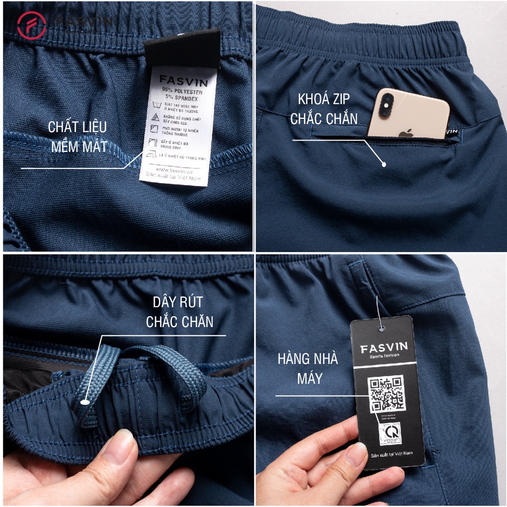Quần Đùi Nam FASVIN Vải Gió Nhẹ Mát Hàng Nhà Máy Chất Lượng Cao Thể Thao Hay Mặc Nhà Q22508.SG
