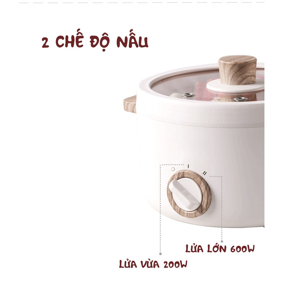 [Mã ELHADEV giảm 4% đơn 300K] Nồi điện Mini đa năng nấu mỳ, cháo, lẩu ANKALE AJL-A1502 ceramic 1.5 lít