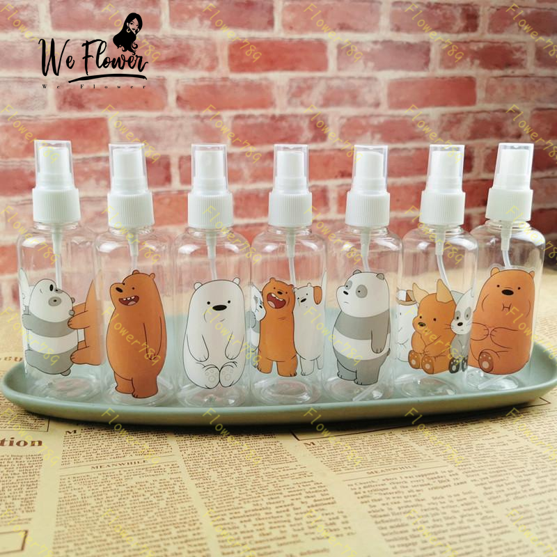 [Hàng mới về] Chai xịt rỗng 100ml đựng mỹ phẩm nhỏ gọn họa tiết gấu hoạt hình đa dụng