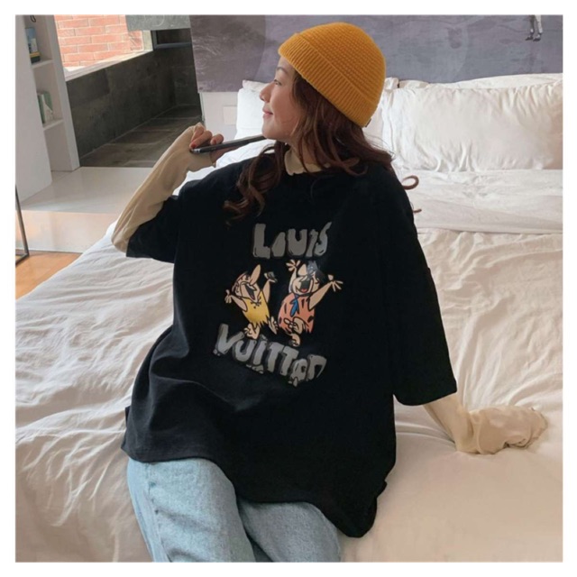 [ PINK ] Áo thun tay lỡ VUITTON Unisex