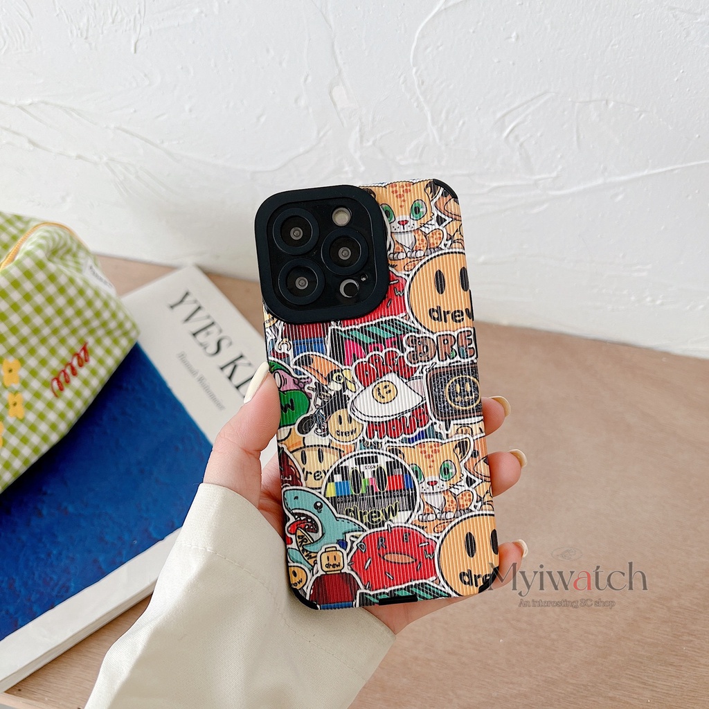 Ốp Điện Thoại Da In Hoạt Hình Chống Rơi Cho iPhone 13 12 11 pro max X XS Xsmax XR 8 7 plus