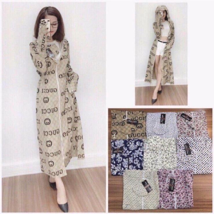 Áo Chống Nắng Toàn Thân Vải Thô Kate Chống Tia UV Dáng Dài 2 Lớp Mặc Được 2 Mặt ! '