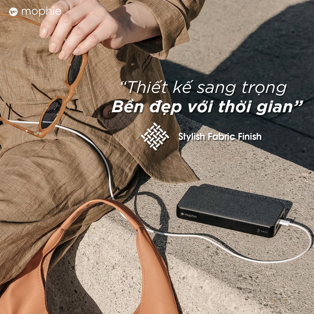 [Mã ELMALL150 giảm 8% đơn 500K] Pin Sạc Dự Phòng Mophie Powerstation Fabric 20000mAh-tích hợp 3 cổng sạc