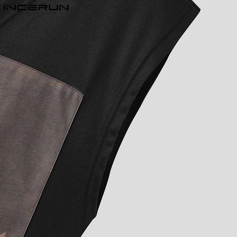 Áo INCERUN không tay in họa tiết hoa thời trang cho nam