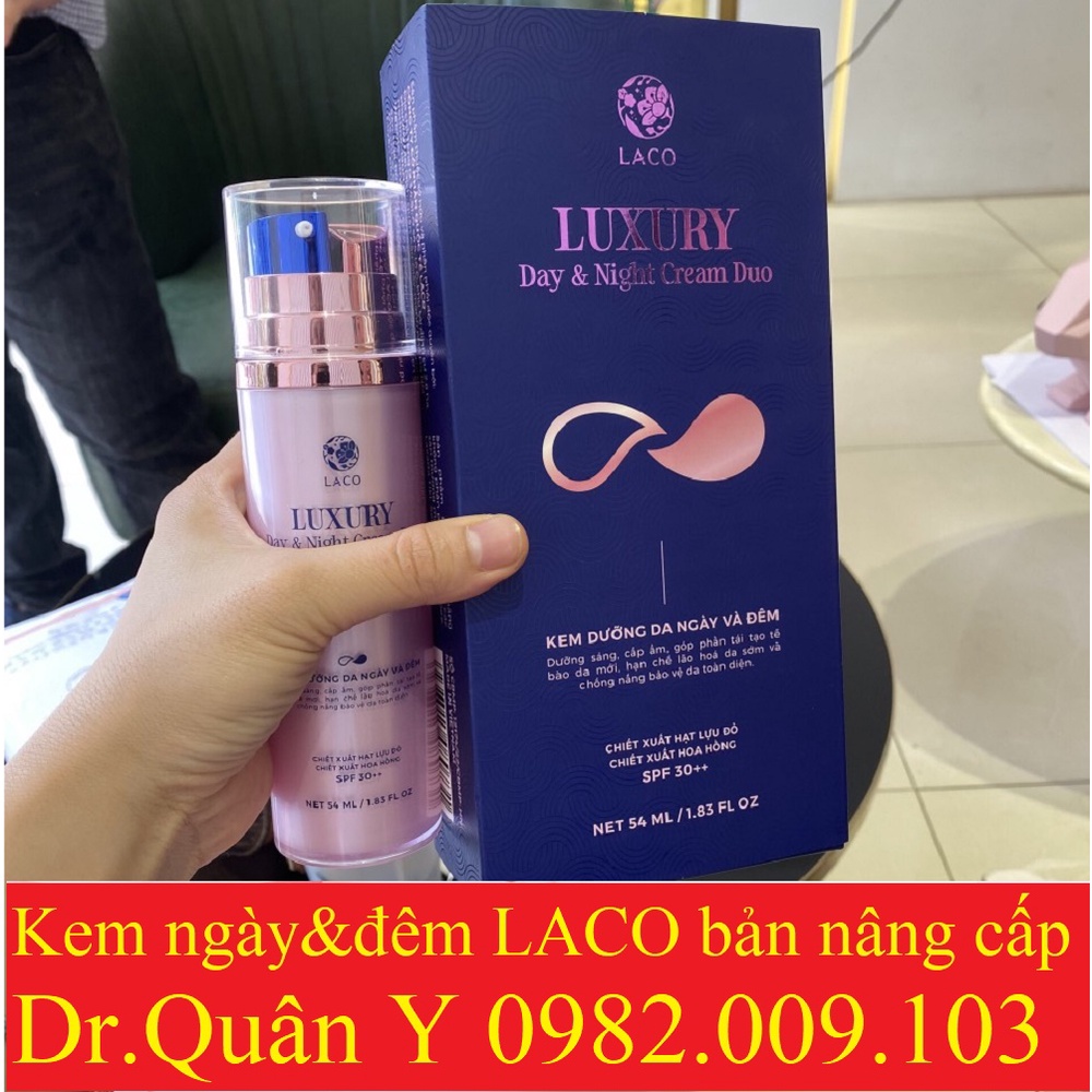 Kem dưỡng da ban ngày đêm laco luxury day & night cream duo, kem dưỡng chính hãng laco mẫu mới