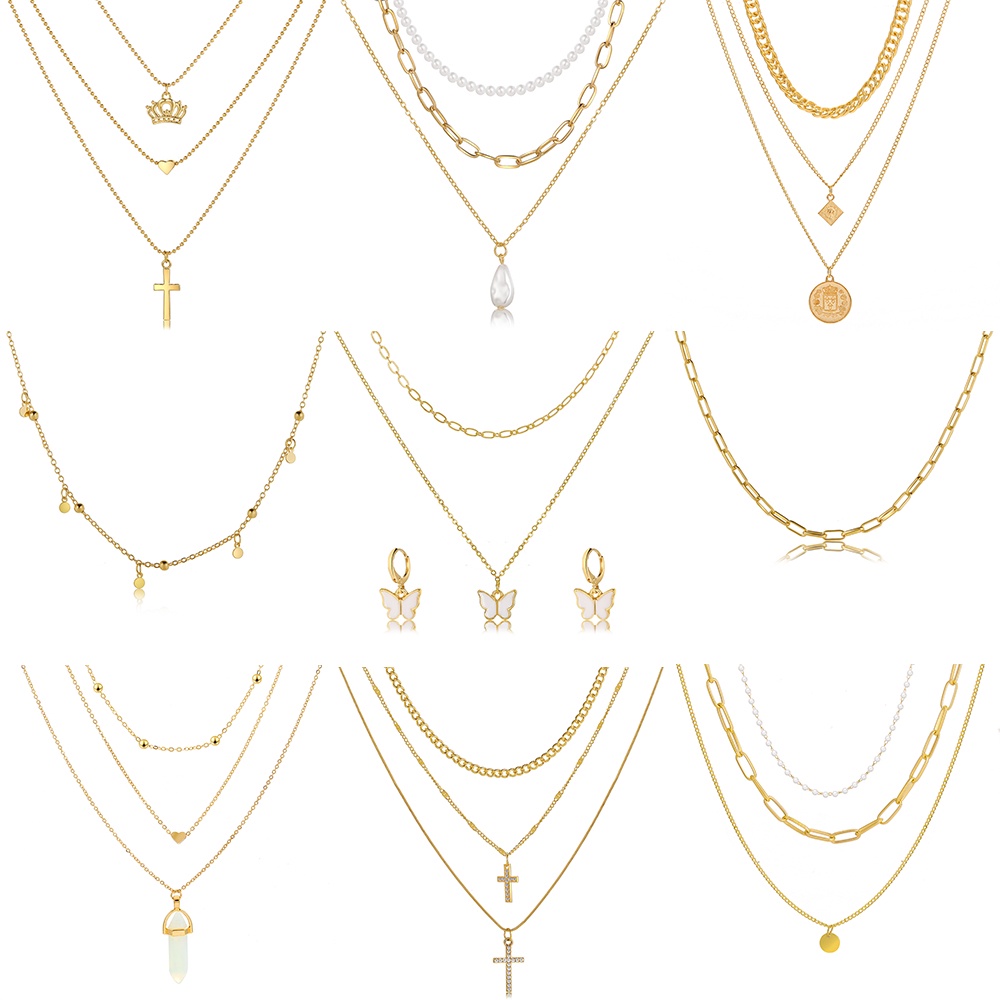 IF ME Vòng cổ Nhiều Lớp Mạ Vàng Thời Trang Dành Cho Nữ