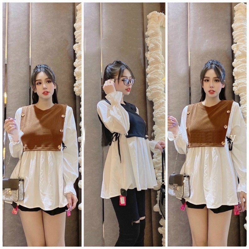 Áo peplum tay phối Dung Vũ Bigsize 60-90kg