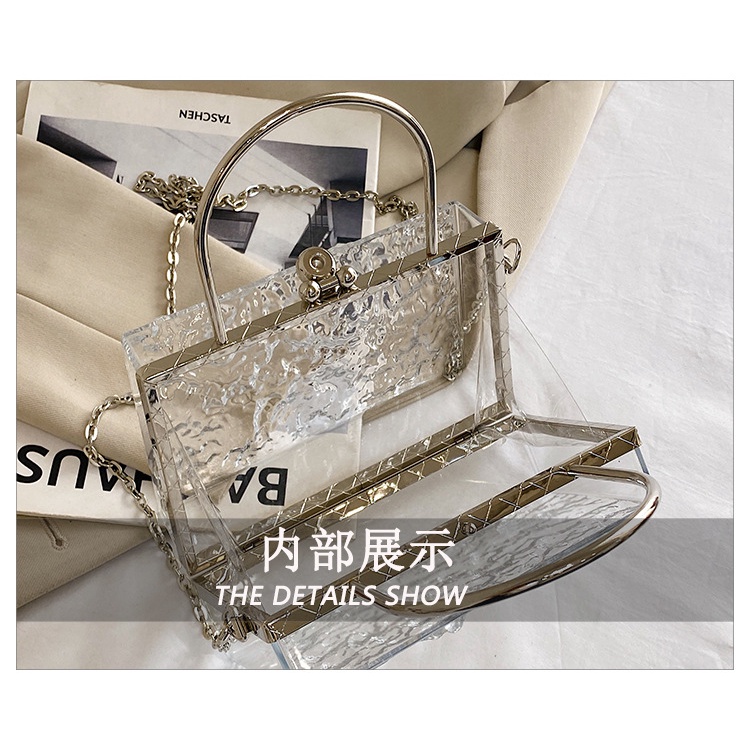 JASMIN NOIR Túi Xách Đeo Chéo Chất Liệu PVC Phối Dây Xích Cho Nữ