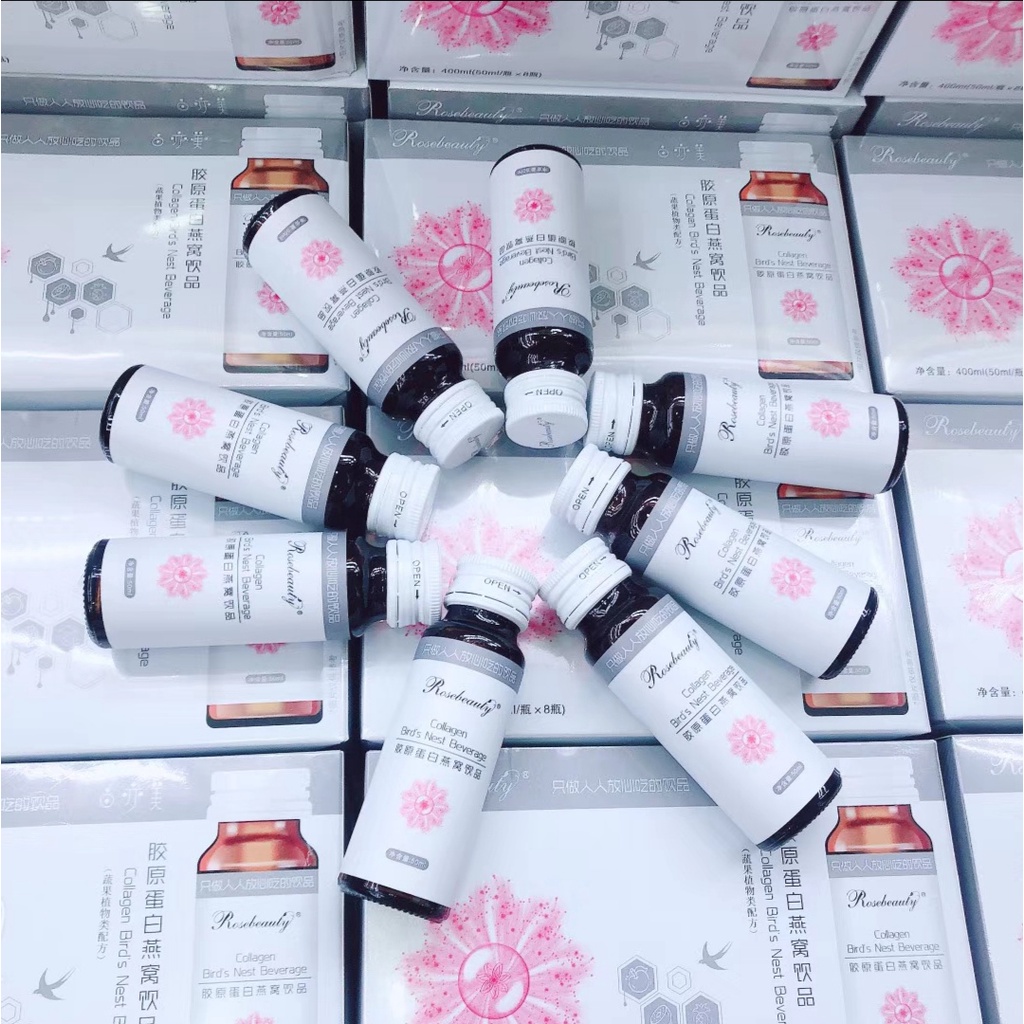Nước Uống Collagen Trắng Da Rose Beauty Hộp 8 Chai