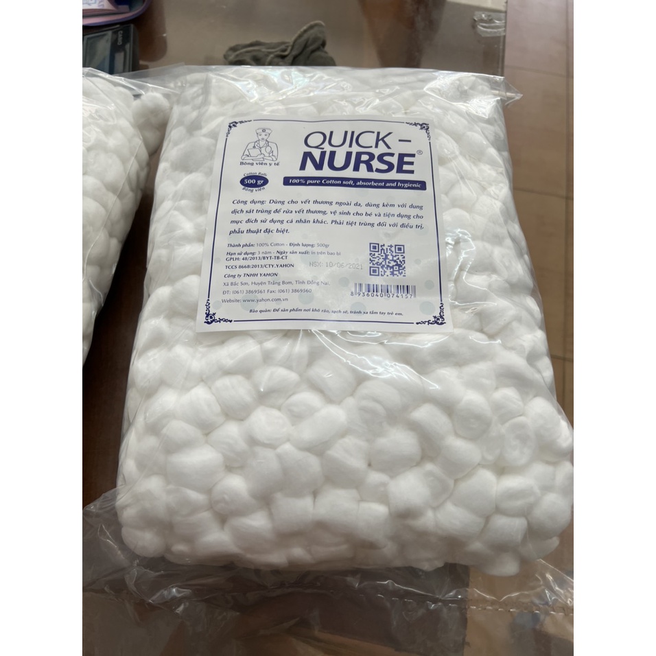Bông gòn viên y tế bịch 500 gr