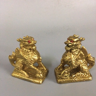 Cặp kỳ lân đồng nguyên chất cỡ vừa.