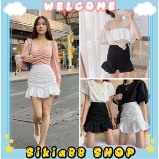 Chân váy chữ a ôm body Ullzang - Chân váy đuôi cá nhún cạp cao có quần trong - Sikia Shop