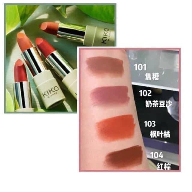 Dành cho bà bầu-Son lì hữu cơ KIKO Green Me Matte màu 103 Basic Brick (cam đất)-Pháp Auth