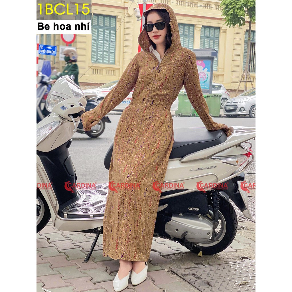 Áo Chống Nắng Nữ CARDINA Chất Lanh Nhung 2 Lớp Dáng Dài Liền Thân Cao Cấp