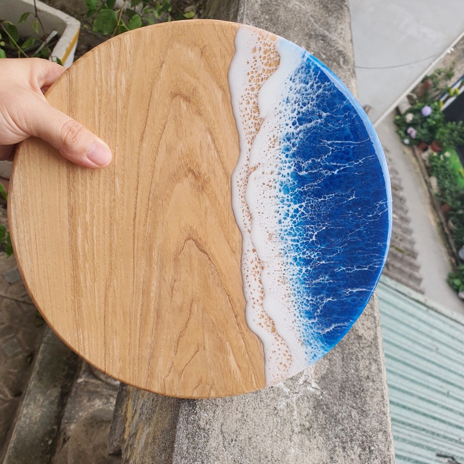 Thớt Gỗ Epoxy Resin hình tròn 25cm