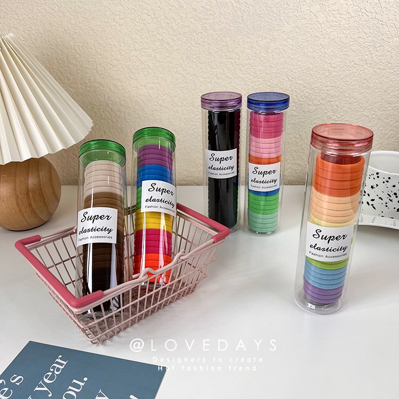Set 24 Dây Buộc Tóc Cao Su Co Giãn Nhiều Màu Đơn Giản