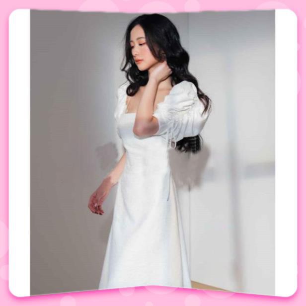 Đầm Nữ, Đầm dự tiệc cổ vuông tay bồng rút dây sang chảnh V | BigBuy360 - bigbuy360.vn