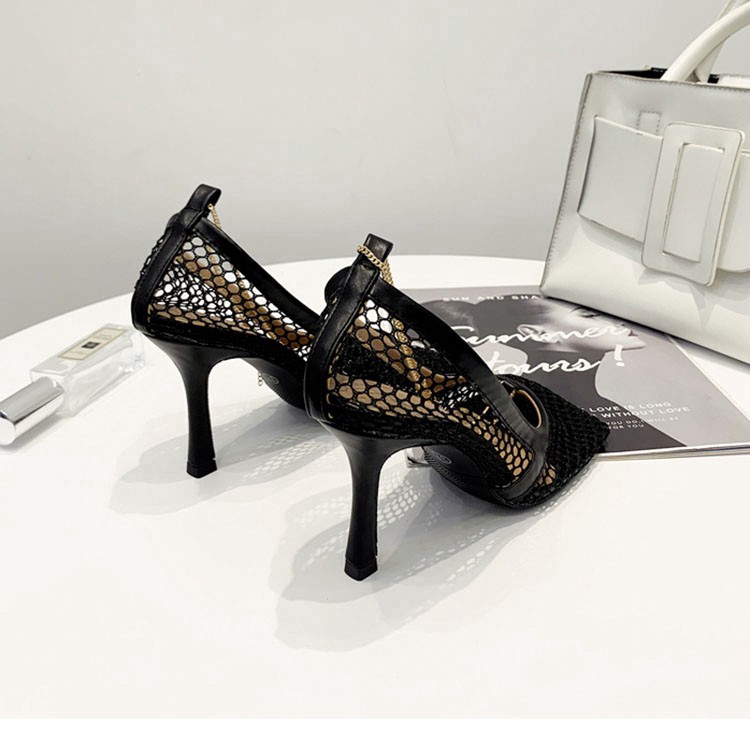 Giày cao gót IELGY mũi vuông phối lưới thoáng khí quyến rũ cho nữ