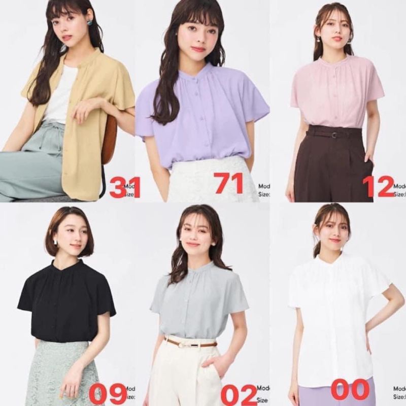 Áo sơ mi nữ cổ trụ Gu Nhật