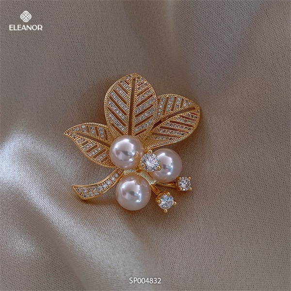 Ghim cài áo nữ Eleanor Accessories đính đá hình bông hoa ngắn phụ kiện thời trang 4832