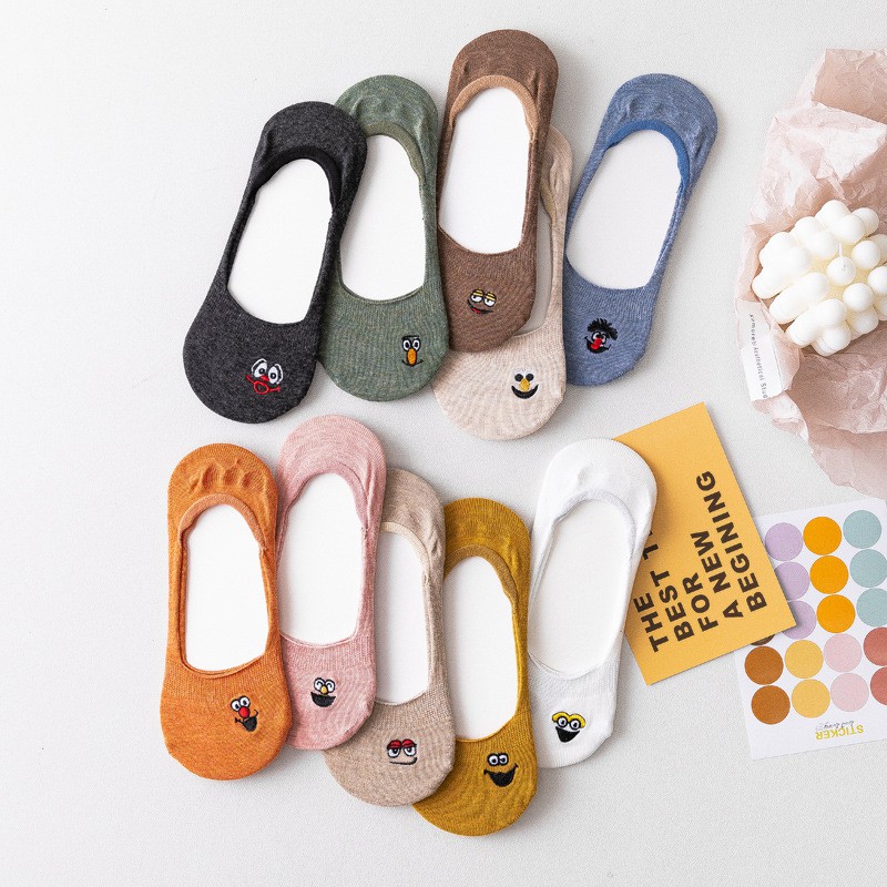 Tất Lười Nữ - Vớ Nửa Bàn Nữ Thêu Họa Tiết Dễ Thương