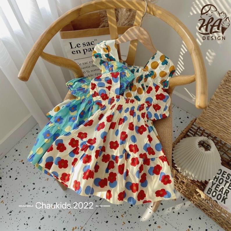 Váy thô hàn chun ngực bé gái