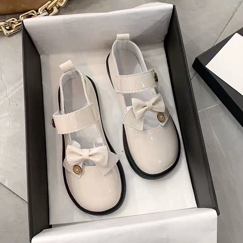 Giày lolita viền sóng phối nơ mã 618