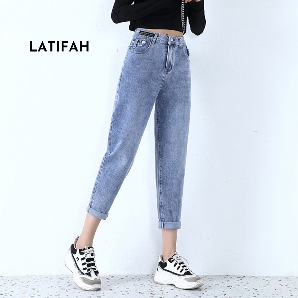 Quần baggy jeans nữ Latifah form rộng lưng thun gắn mạc đen QD008 ulzzang phong cách hàn quốc