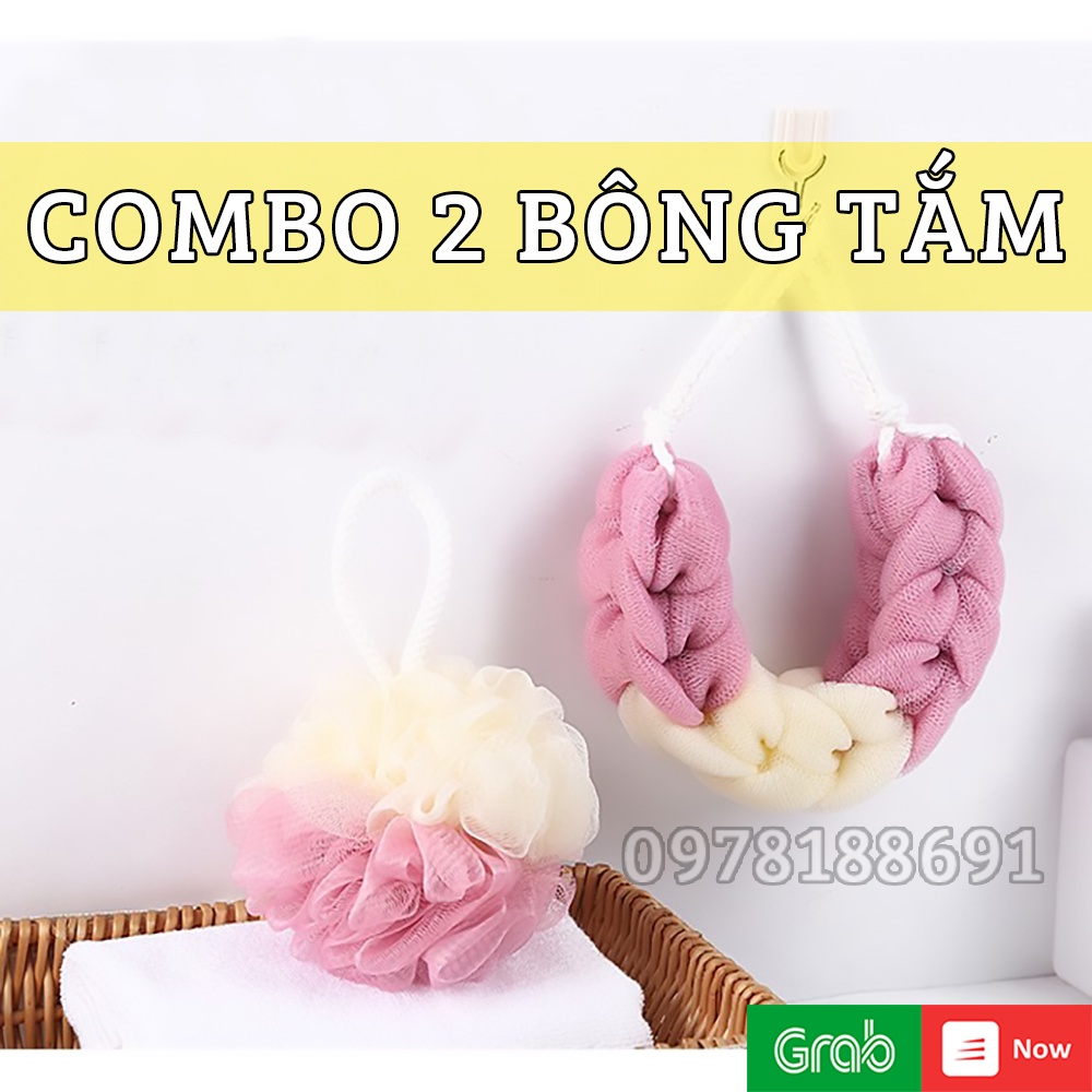 COMBO Bông Tắm Tròn Dài Vải Lưới Mềm Mại, Tạo Bọt, Tẩy Da Chết