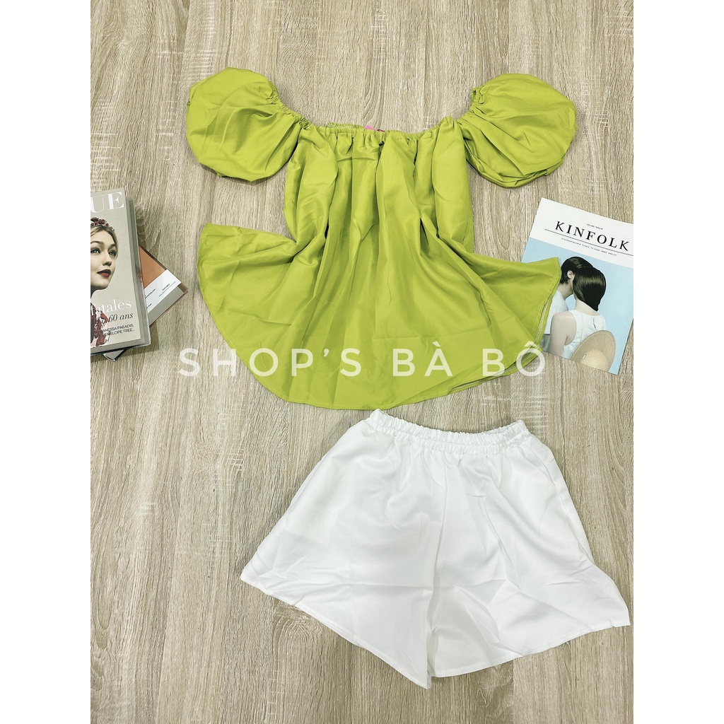 Set áo bẹt vai, quần tafta cho nữ mặc đi chơi, hàng chuẩn bán shop, vải đẹp, form chuẩn