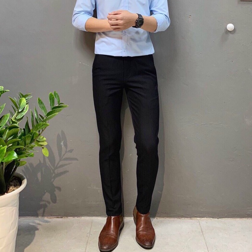 Quần âu nam công sở, quần tây nam ống côn dáng slimfit Hàn Quốc vải chéo co giãn dày dặn VINTINO QA81