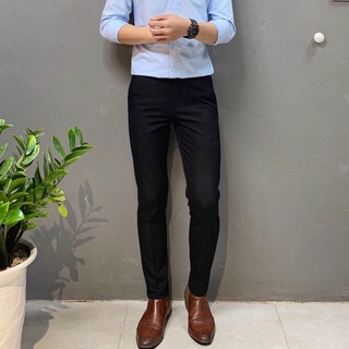 Quần âu nam công sở, quần tây nam ống côn dáng slimfit Hàn Quốc vải chéo co giãn dày dặn VINTINO QA81