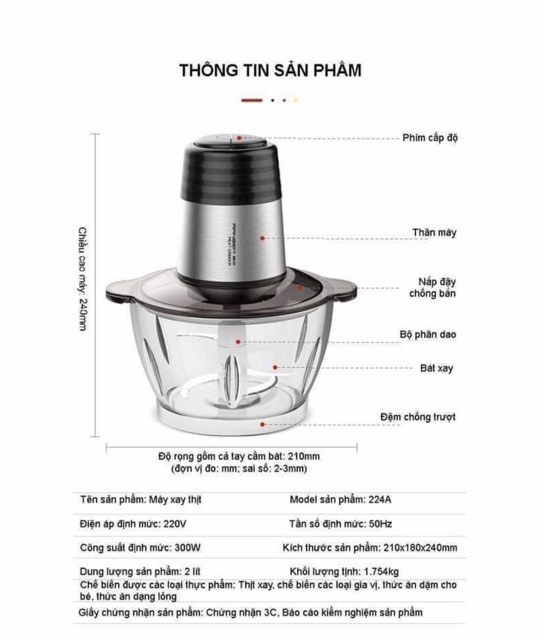 MÁY XAY THỊT RANBEM 224A DUNG TÍCH 2 LÍT 300W (GIÁ TỐT)