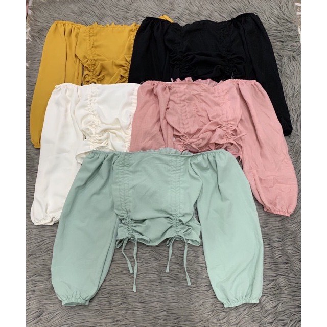 Áo Voan Nữ - Áo Kiểu Nữ Rút Dây Tay Dài - Thời Trang Nữ AnAn - CRT7 | BigBuy360 - bigbuy360.vn