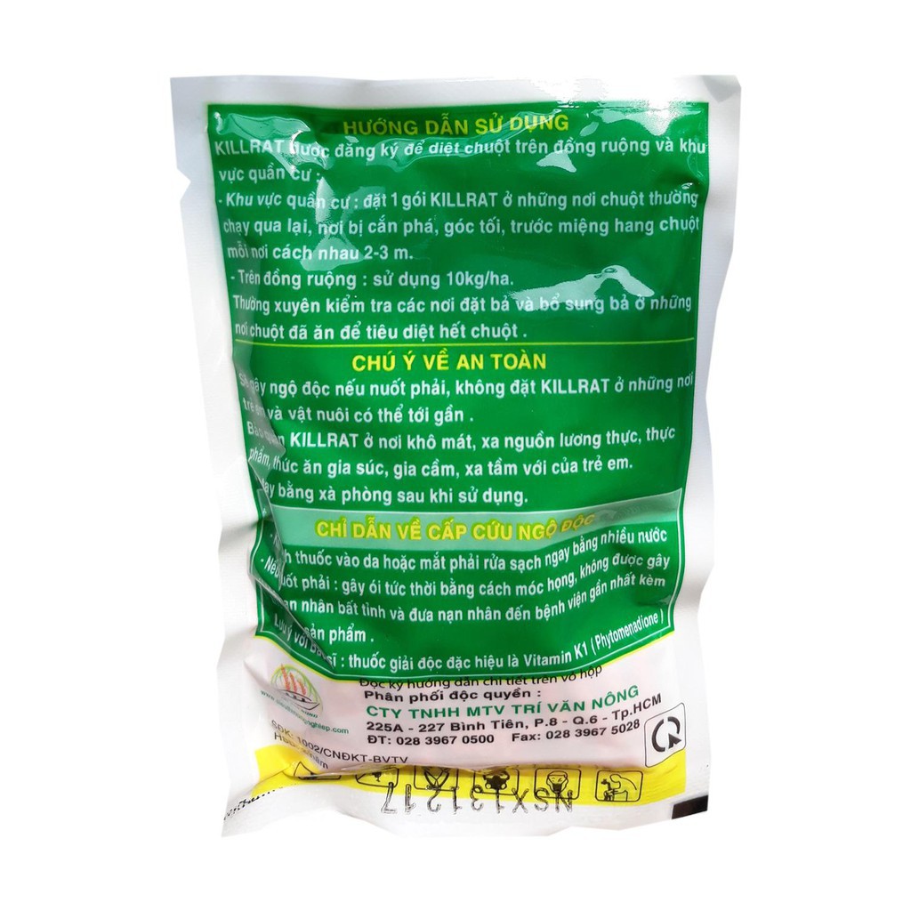 Thuốc diệt chuột Killrat thế hệ mới 0.005% gói 50gr