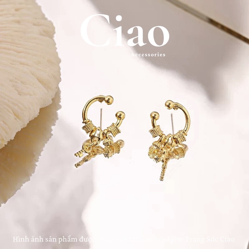 [SPECIAL] Khuyên tai/ Bông tai mạ bạc S925 thiết kế xinh xắn tinh tế phong cách Pandora Ciao