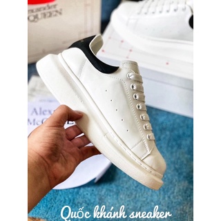 Giày mc queen gót nhung đen dây lụa, mcq trắng gót đen chuan 11, sneaker nam nữ full box bill