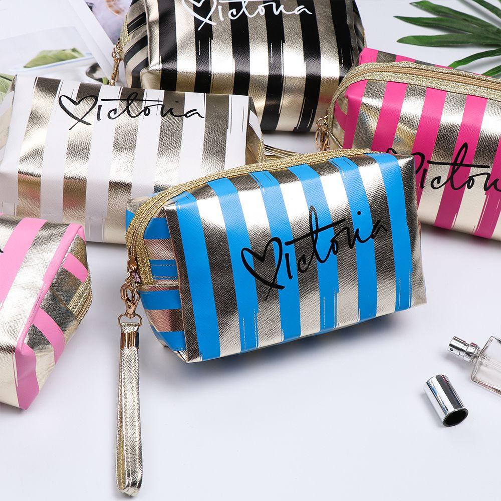 Túi đựng mỹ phẩm / tiền xu UUMIR họa tiết kẻ sọc chống thấm nước tiện dụng
