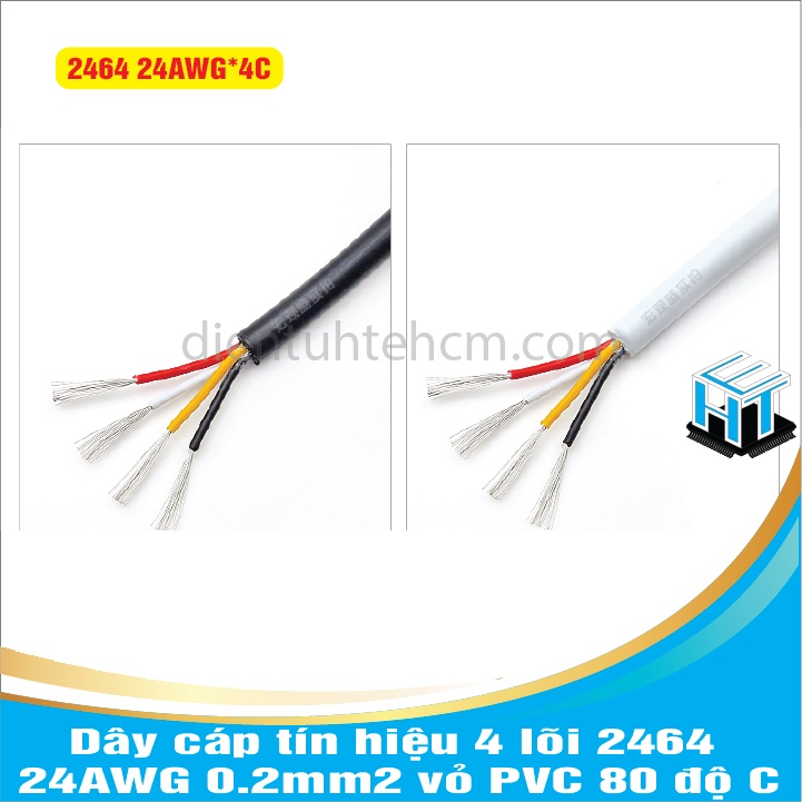 Dây cáp tín hiệu 4 lõi 2464 24AWG 0.2mm2 vỏ PVC 80 độ C(1 MÉT)