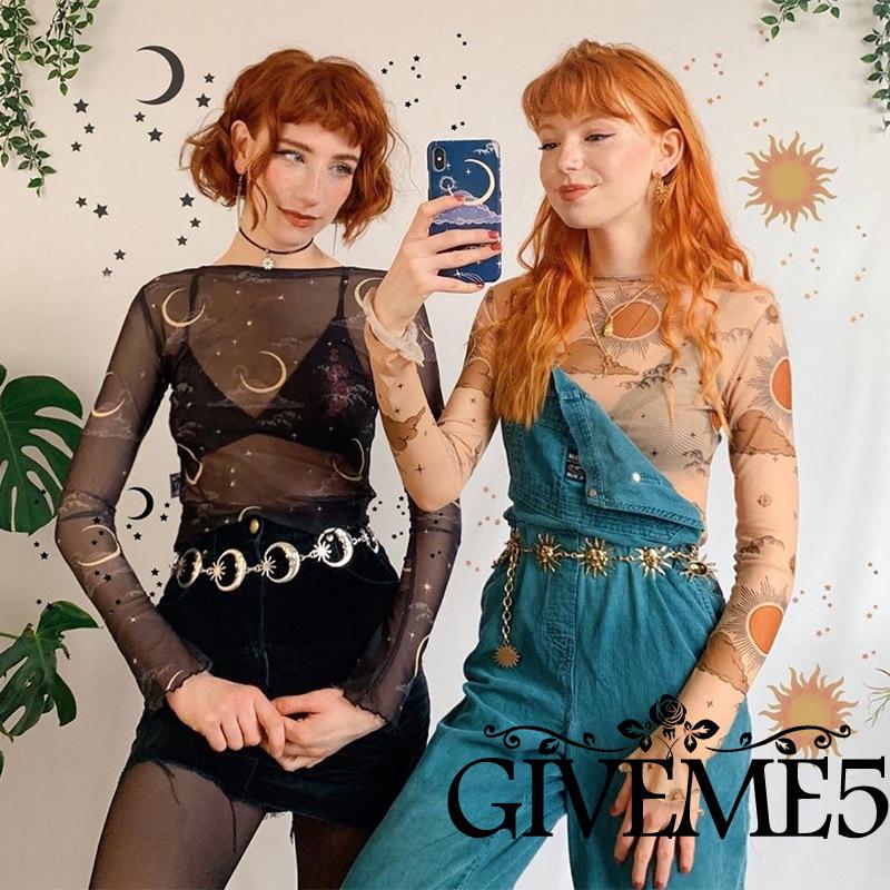 Áo lửng tay dài phối lưới nhìn thấu kiểu dáng quyến rũ cho nữ