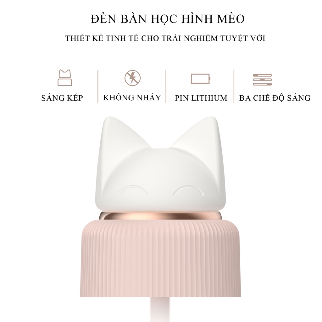 Đèn bàn học chống cận kiêm đèn ngủ đáng yêu, đèn học tích điện siêu sáng DL400