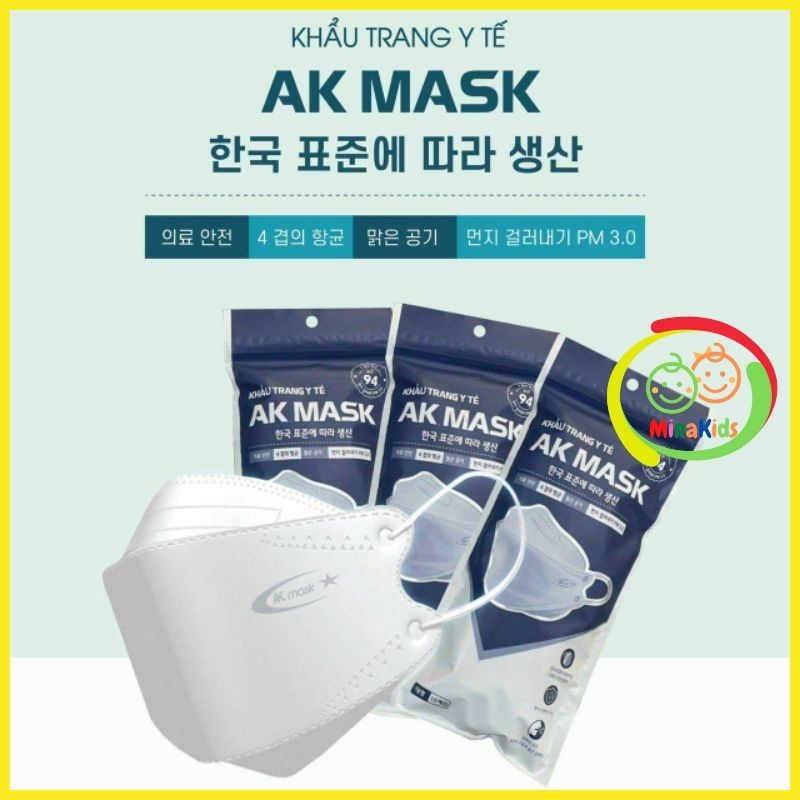 Khẩu Trang AK Mask KF94 Combo 50 Cái 4 Lớp Dày Dặn Công Nghệ Hàn Quốc Chống Bụi Mịn Và Kháng Khuẩn KT0850