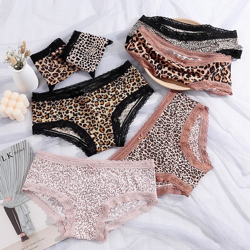 Quần Lót Su Beo Họa Tiết Beo BONBIKINI, Báo Cao Cấp Viền Phối Ren 2559
